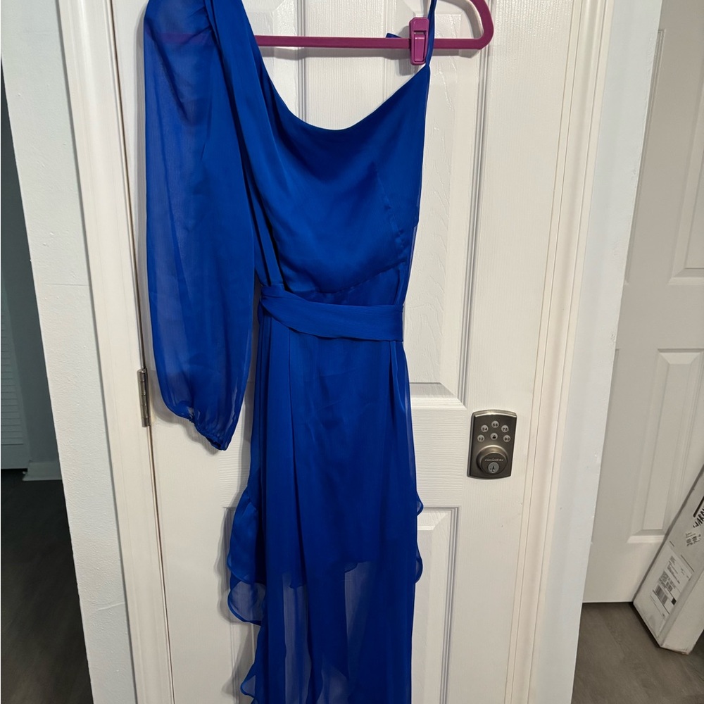 Gianni Bini Royal One Shoulder Chiffon Dress